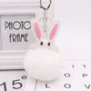 Keychain Pu Leather Plush White Rabbit Fur Ball Animal Doll Pendant