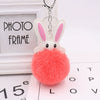 Keychain Pu Leather Plush White Rabbit Fur Ball Animal Doll Pendant