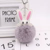Keychain Pu Leather Plush White Rabbit Fur Ball Animal Doll Pendant