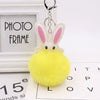 Keychain Pu Leather Plush White Rabbit Fur Ball Animal Doll Pendant