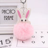 Keychain Pu Leather Plush White Rabbit Fur Ball Animal Doll Pendant