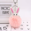 Keychain Pu Leather Plush White Rabbit Fur Ball Animal Doll Pendant