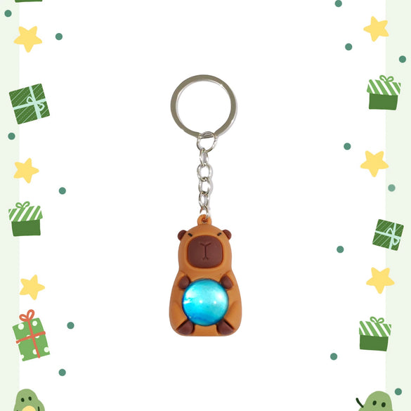Keychain Pvc Soft Rubber Cartoon Solar System Galaxy Capybara Double Sided Glass Ball