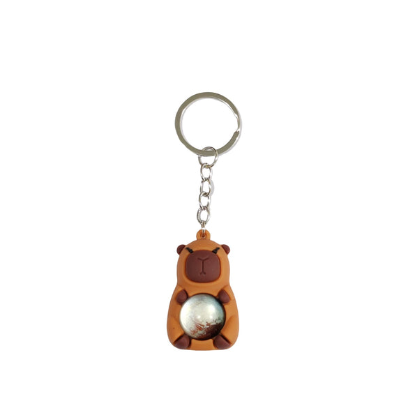 Keychain Pvc Soft Rubber Cartoon Solar System Galaxy Capybara Double Sided Glass Ball