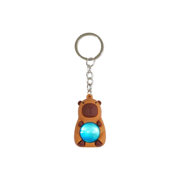 Keychain Pvc Soft Rubber Cartoon Solar System Galaxy Capybara Double Sided Glass Ball