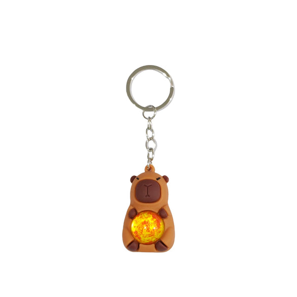 Keychain Pvc Soft Rubber Cartoon Solar System Galaxy Capybara Double Sided Glass Ball