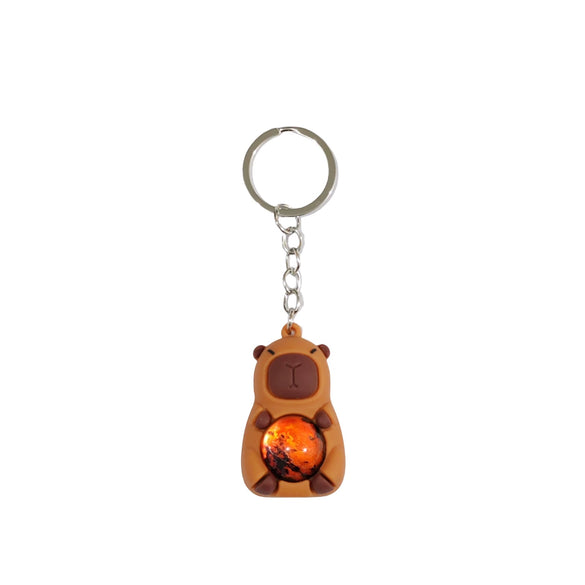 Keychain Pvc Soft Rubber Cartoon Solar System Galaxy Capybara Double Sided Glass Ball