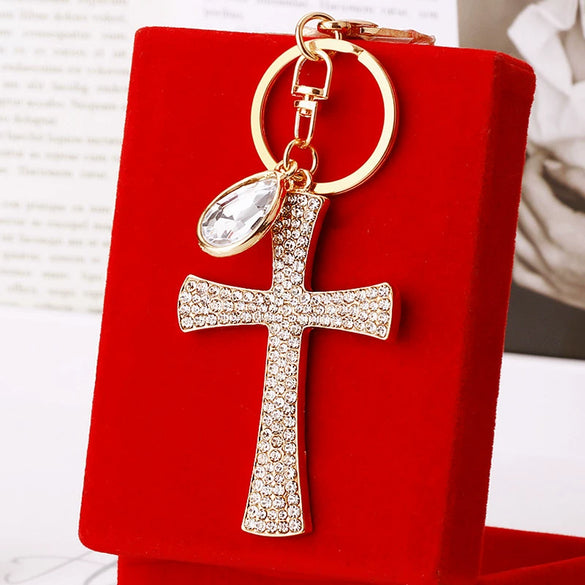 Keychain Zinc Alloy Cross Rhinestone Modern Art Creative