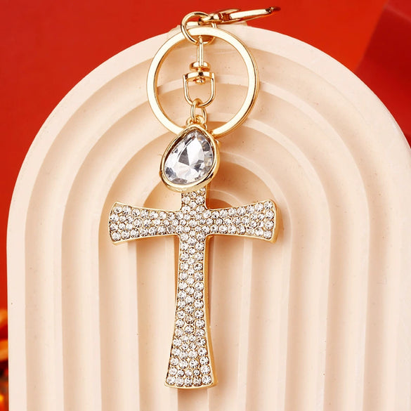 Keychain Zinc Alloy Cross Rhinestone Modern Art Creative