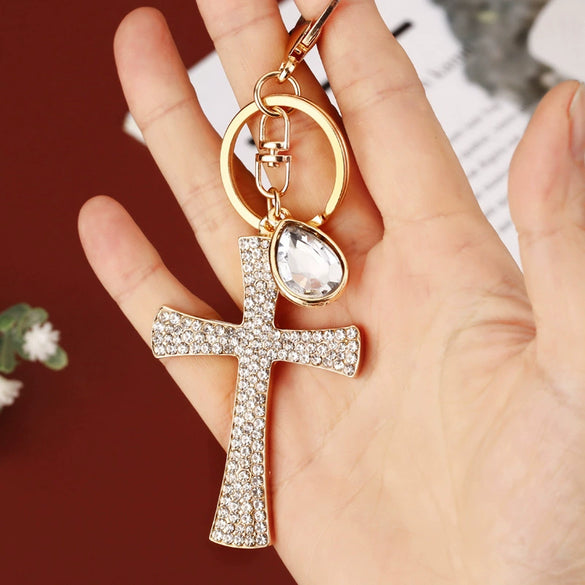 Keychain Zinc Alloy Cross Rhinestone Modern Art Creative