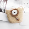 Kid'S Small Straw Animal Cute Bucket Zipper Crossbody Bag