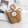 Kid'S Small Straw Animal Cute Bucket Zipper Crossbody Bag