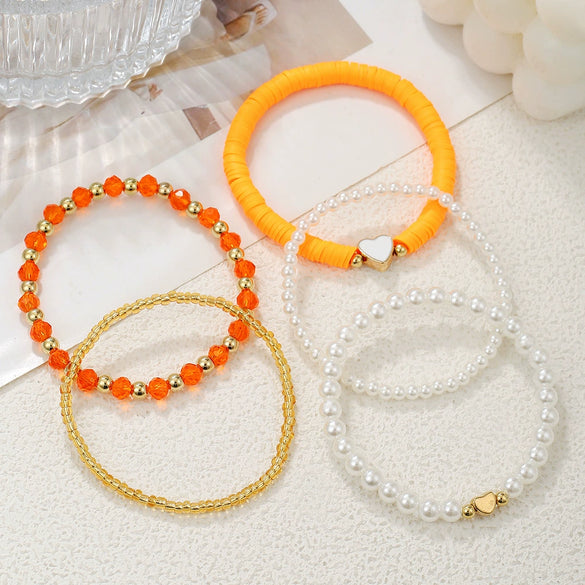 Kids' Bracelet Set Alloy Glass Polymer Clay Pearl Geometric Handmade