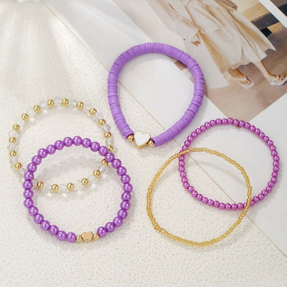 Kids' Bracelet Set Alloy Glass Polymer Clay Pearl Geometric Handmade