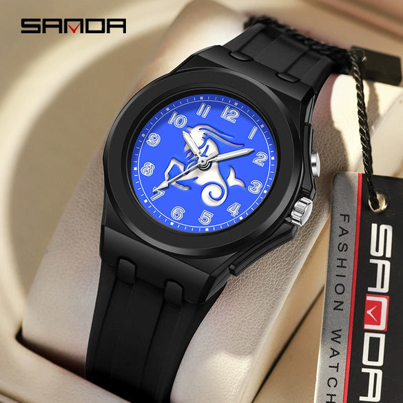 Kids Digital Watch Versatile Casual Minimalist Style Twelve Constellations Abs Case Tpu Strap Round Dial