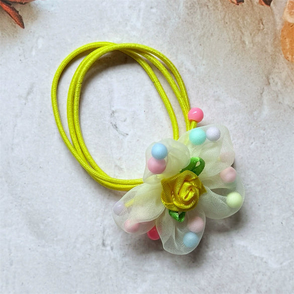 Kids Hair Tie Mesh Flower Mixed Materials Handmade