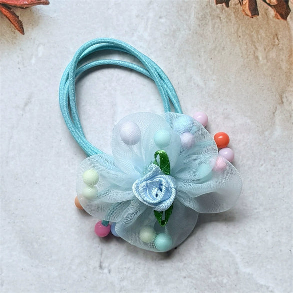 Kids Hair Tie Mesh Flower Mixed Materials Handmade