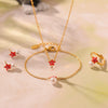 Kids' Jewelry Set Ferris Wheel Pearl Star Necklace Bracelet Ring Earrings Titanium Steel Goldplated