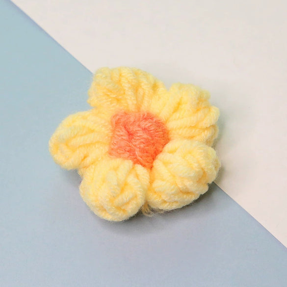 Knitting Cotton And Linen Wool Puff Flower Brooch Couple Style For Sweater Bag Accessories
