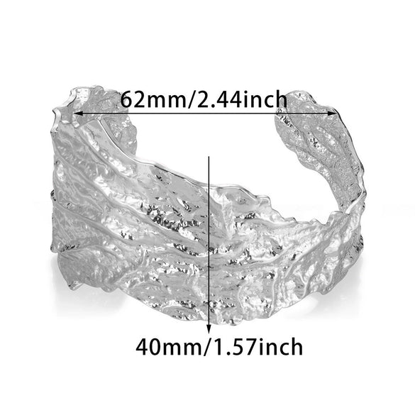 Knock Fold Pattern Wide Exaggerated Women Titanium Steel Bracelet With Electroplating