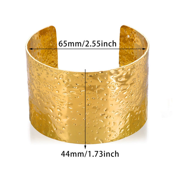 Knock Fold Pattern Wide Exaggerated Women Titanium Steel Bracelet With Electroplating