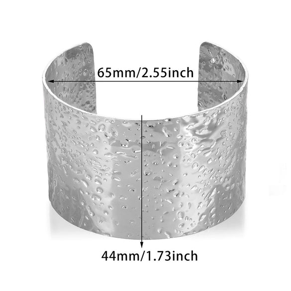 Knock Fold Pattern Wide Exaggerated Women Titanium Steel Bracelet With Electroplating