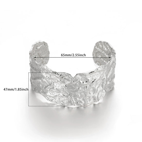 Knock Fold Pattern Wide Exaggerated Women Titanium Steel Bracelet With Electroplating