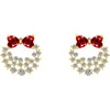 Korean Bow Rhinestone Heart-shape Alloy Earrings