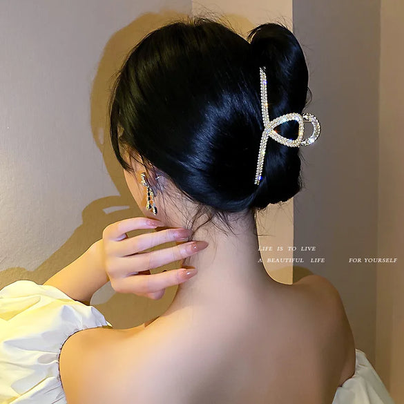 Korean Fashion Pearl Diamond-Encrusted Hair Shark Clip Hairpin Simple Hair Accessories