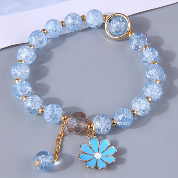 Korean Fashion Simple Small Daisy Pendant Crystal Beads  Bracelet Wholesale Gooddiy