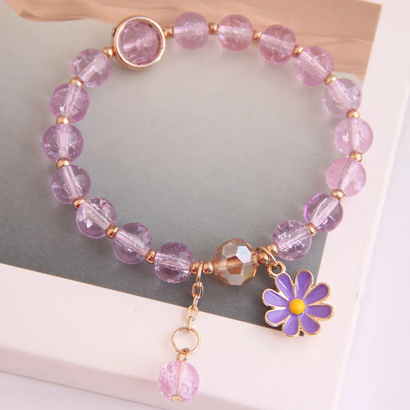 Korean Fashion Simple Small Daisy Pendant Crystal Beads  Bracelet Wholesale Gooddiy