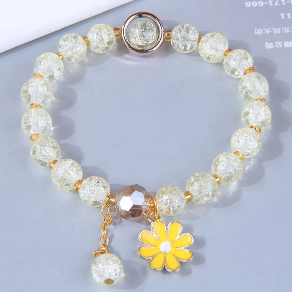 Korean Fashion Simple Small Daisy Pendant Crystal Beads  Bracelet Wholesale Gooddiy
