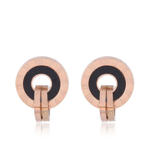 Korean Fashion Sweet Roman Numerals Simple Circle Personality Female Earrings
