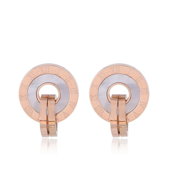 Korean Fashion Sweet Roman Numerals Simple Circle Personality Female Earrings