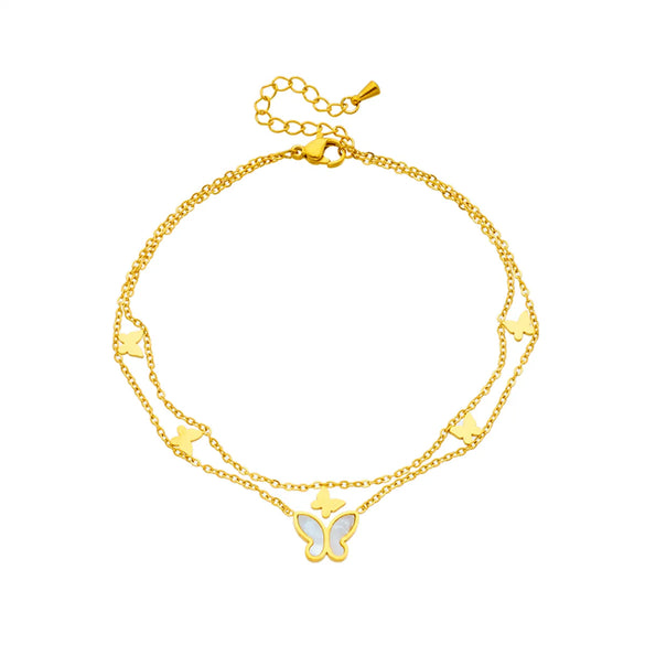 Korean Style Castle Titanium Steel Layered Plating 18k Gold Plated Women's Anklet