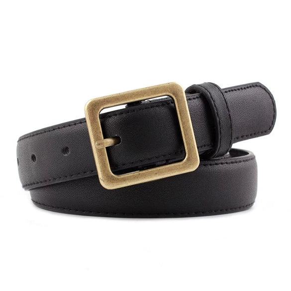 Korean Style Imitation Leather Women Decorative Pin Buckle Belt Fashion All Match Pants Round Buckle Belt
