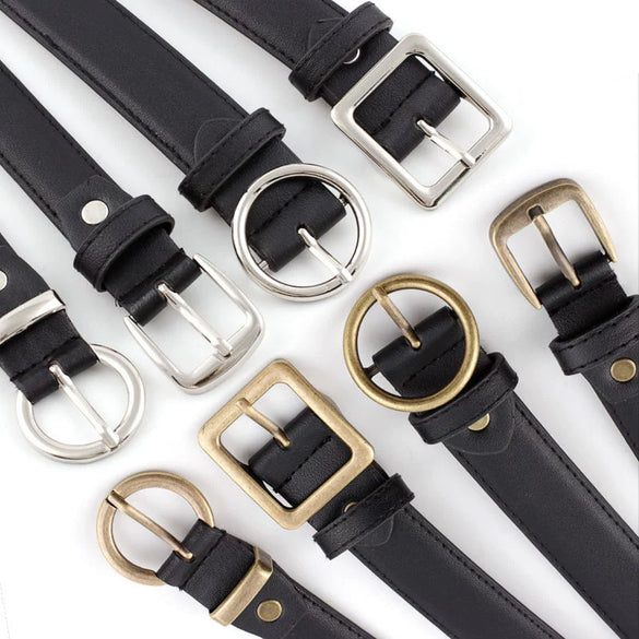 Korean Style Imitation Leather Women Decorative Pin Buckle Belt Fashion All Match Pants Round Buckle Belt