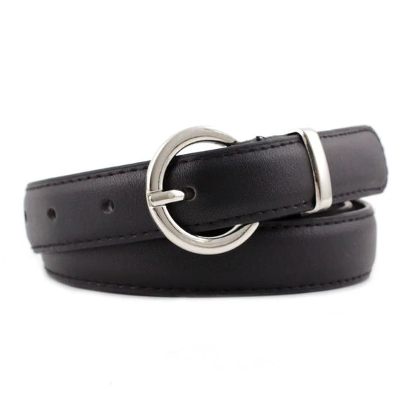 Korean Style Imitation Leather Women Decorative Pin Buckle Belt Fashion All Match Pants Round Buckle Belt