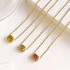 Korean Style Square Titanium Steel Inlay Zircon Necklace
