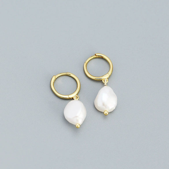 Korean Version Of Sterling Silver Earrings Minimalist Baroque Irregular Freshwater Pearl Earrings