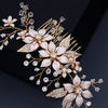 Korean Wedding  Bridal  Flower Pearl Insert  Handmade Crystal  Plate Hair Comb