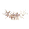 Korean Wedding  Bridal  Flower Pearl Insert  Handmade Crystal  Plate Hair Comb