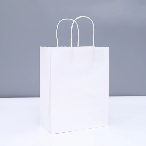 Kraft Paper Milk Tea Takeout Packing Handbag Thickened New Year Clothing Animation Shopping Bag Set White Cow Material Offset Printing Craft