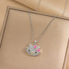 Kt Cat Pendant Necklace Micro Inlaid Zircon Copper Titanium Steel Jewelry With Light Luxury Style Set With Diamonds And Electroplated In Vacuum Furnace