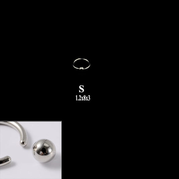 316L Stainless Steel Round Clip Ball Multipurpose Ring Earrings Ear Bone Ring Unisex Simple Style