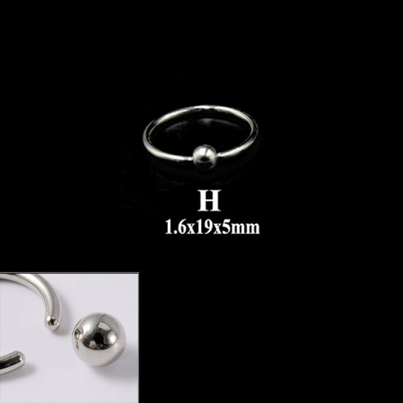 316L Stainless Steel Round Clip Ball Multipurpose Ring Earrings Ear Bone Ring Unisex Simple Style