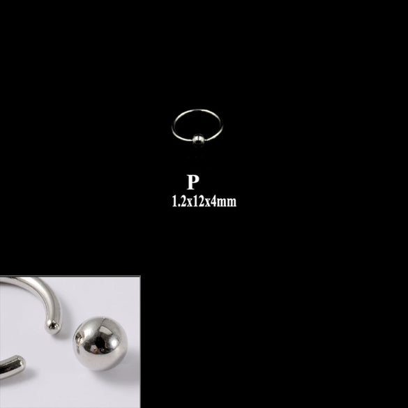 316L Stainless Steel Round Clip Ball Multipurpose Ring Earrings Ear Bone Ring Unisex Simple Style