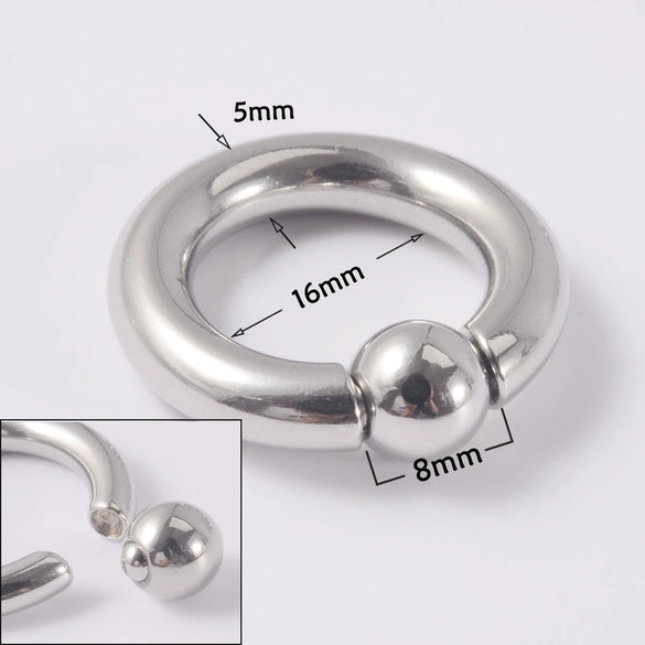 316L Stainless Steel Round Clip Ball Multipurpose Ring Earrings Ear Bone Ring Unisex Simple Style