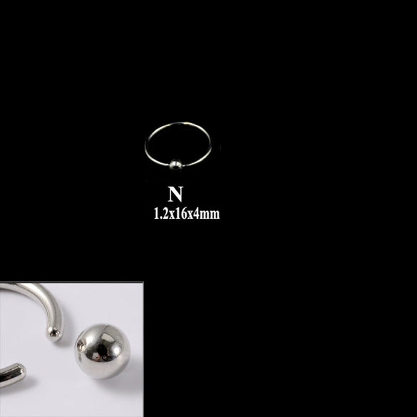 316L Stainless Steel Round Clip Ball Multipurpose Ring Earrings Ear Bone Ring Unisex Simple Style
