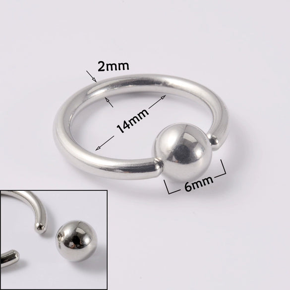 316L Stainless Steel Round Clip Ball Multipurpose Ring Earrings Ear Bone Ring Unisex Simple Style